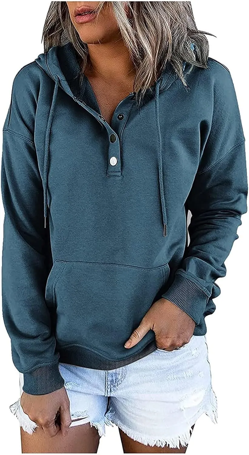 Dressy Casual Hoodies For Women Long Sleeve Pullover Tops Drawstring Hooded Sweatshirts Fall Fashion Outfits 2024