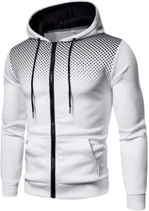 DuDubaby Men's Winter Sports Casual Fitness Suit with Dots Hoodie Sweatshirt and Pants