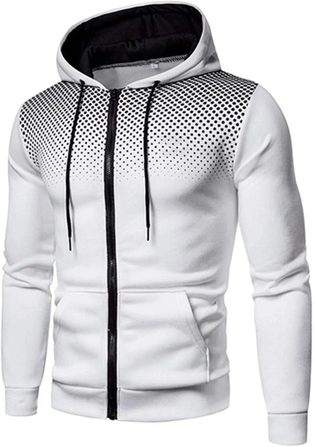 DuDubaby Men's Winter Sports Casual Fitness Suit with Dots Hoodie Sweatshirt and Pants