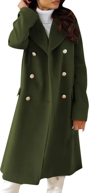 EFOFEI Women's Classic Long Sleeved Jacket Lapel Collar Coats Solid Color Wrap Coats With Pockets