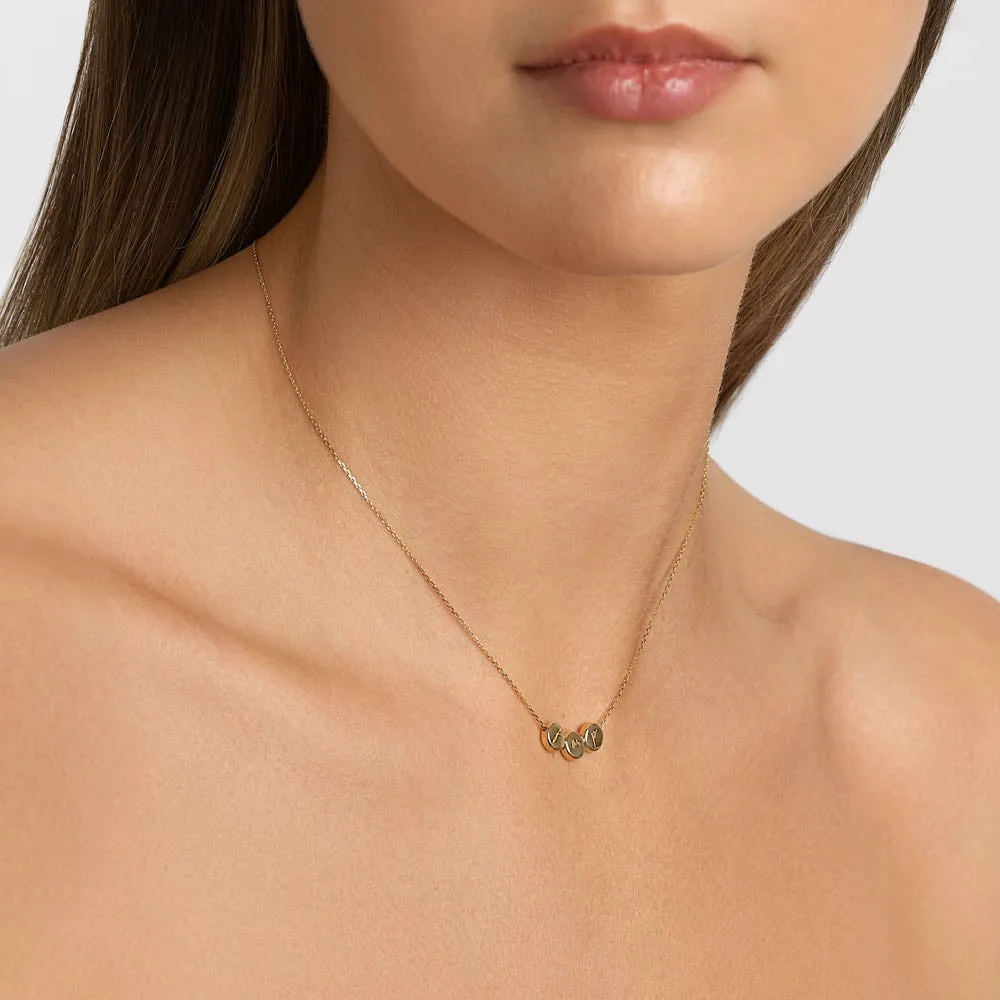Engravable Sliding Triple Button Necklace in 10k Gold