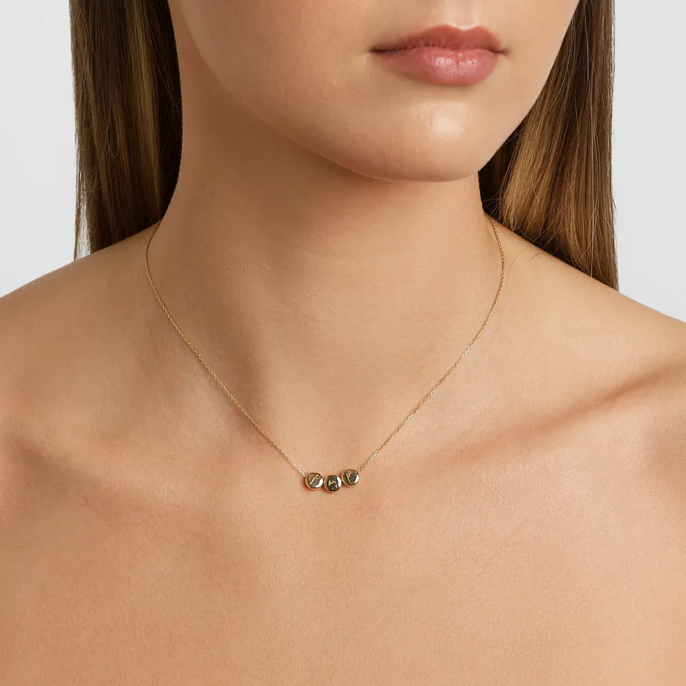 Engravable Sliding Triple Button Necklace in 10k Gold
