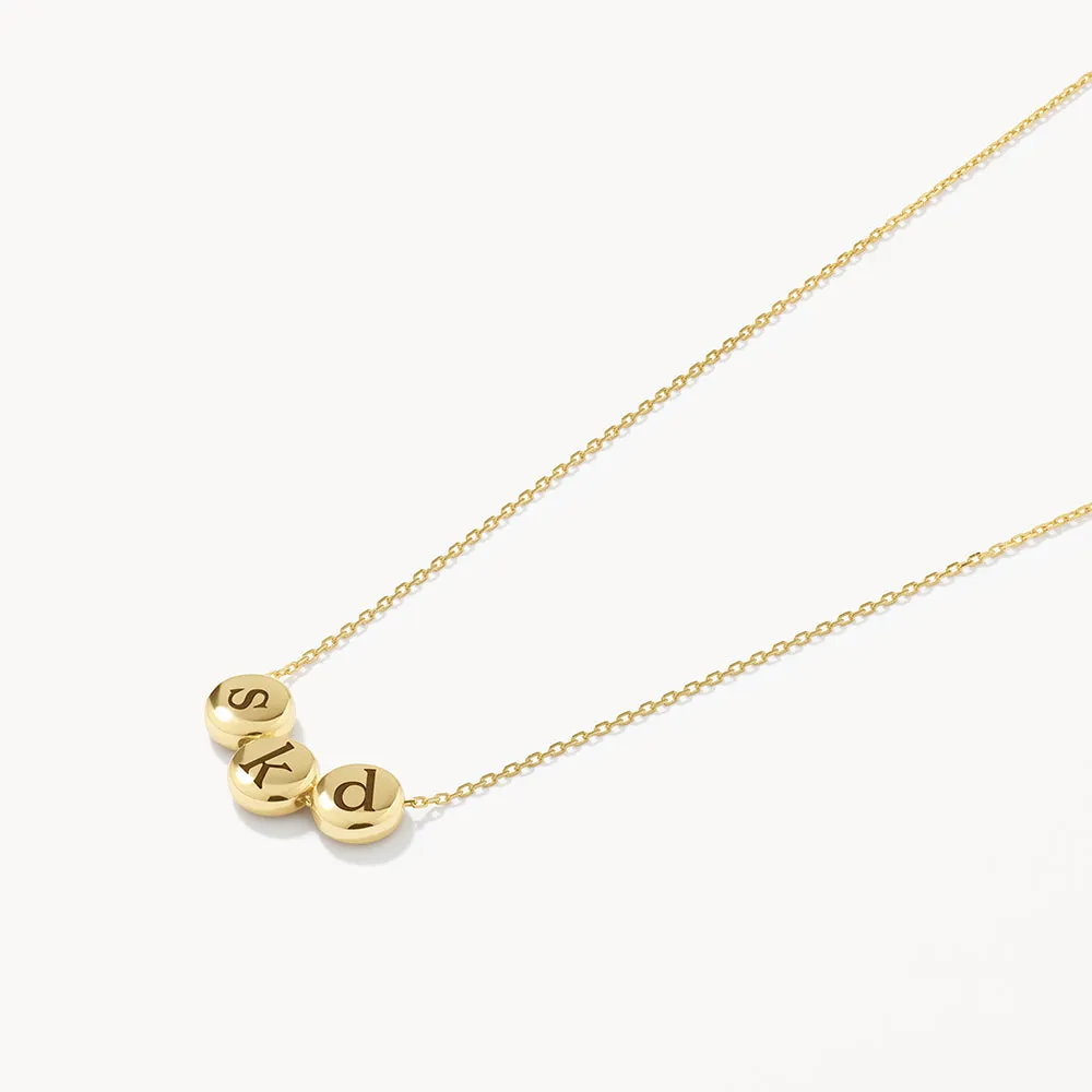 Engravable Sliding Triple Button Necklace in 10k Gold