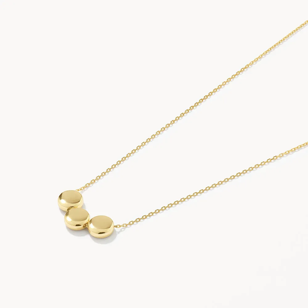 Engravable Sliding Triple Button Necklace in 10k Gold