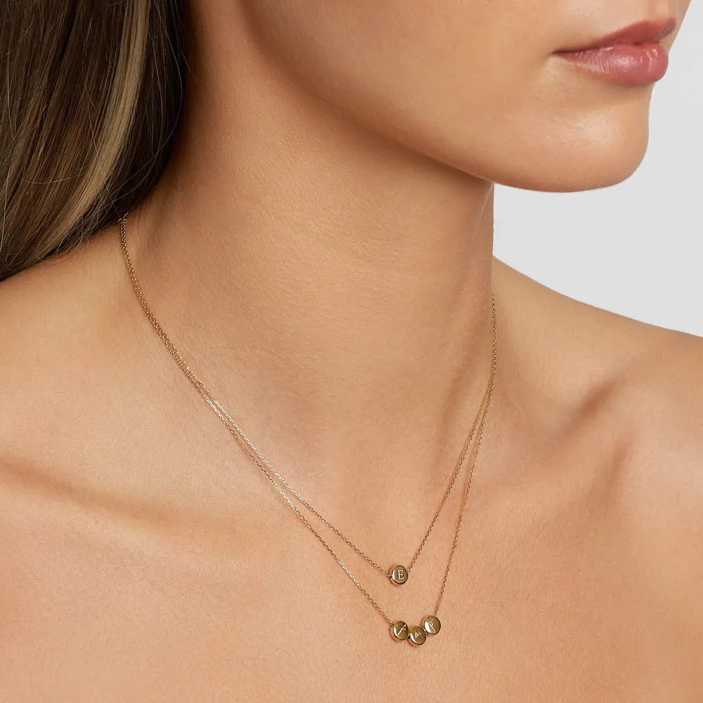 Engravable Sliding Triple Button Necklace in 10k Gold