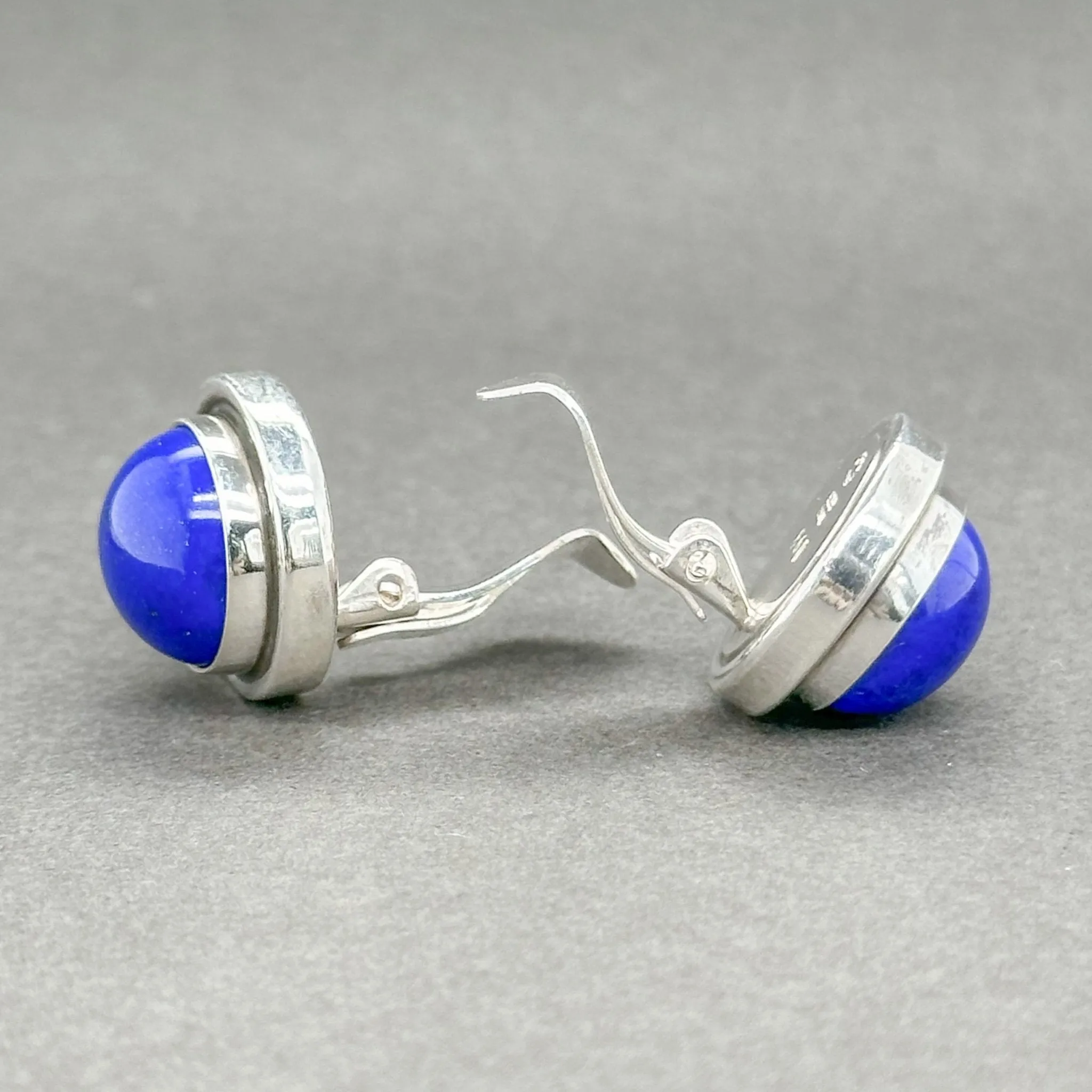 Estate Georg Jensen SS Lapis Lazuli Clip On Earrings