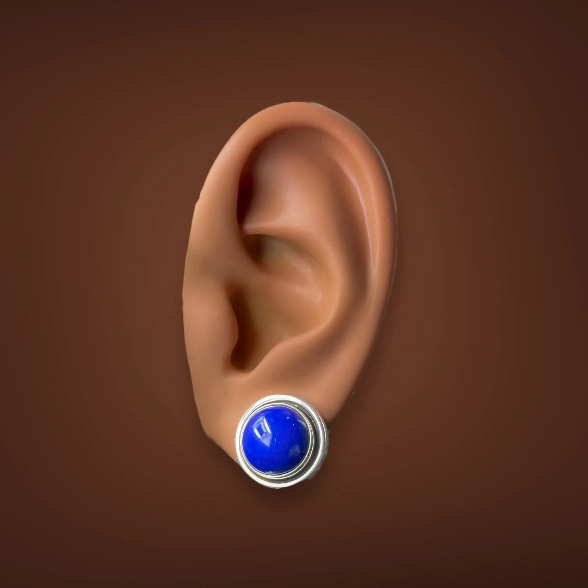 Estate Georg Jensen SS Lapis Lazuli Clip On Earrings