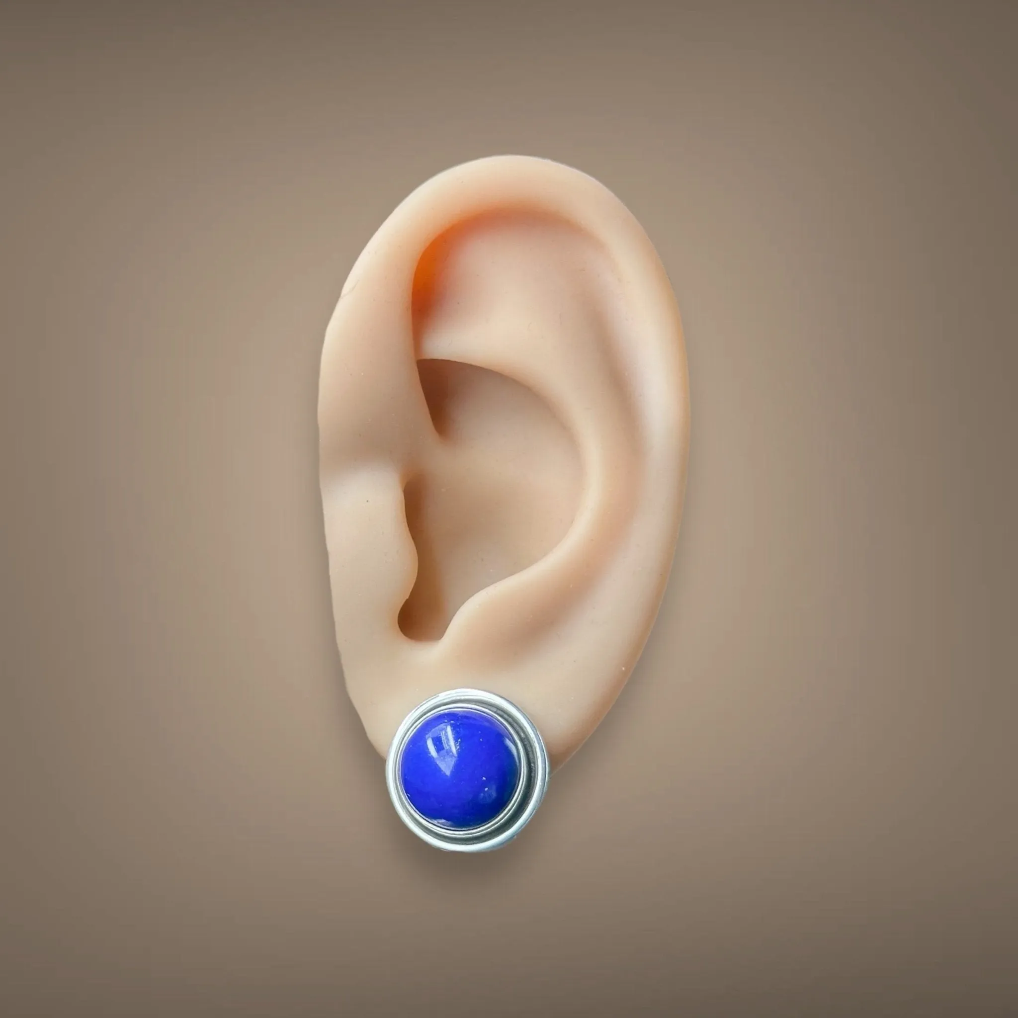Estate Georg Jensen SS Lapis Lazuli Clip On Earrings