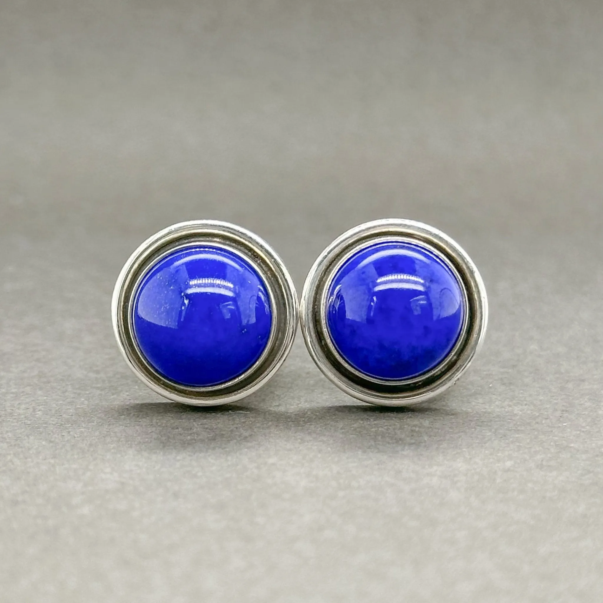 Estate Georg Jensen SS Lapis Lazuli Clip On Earrings