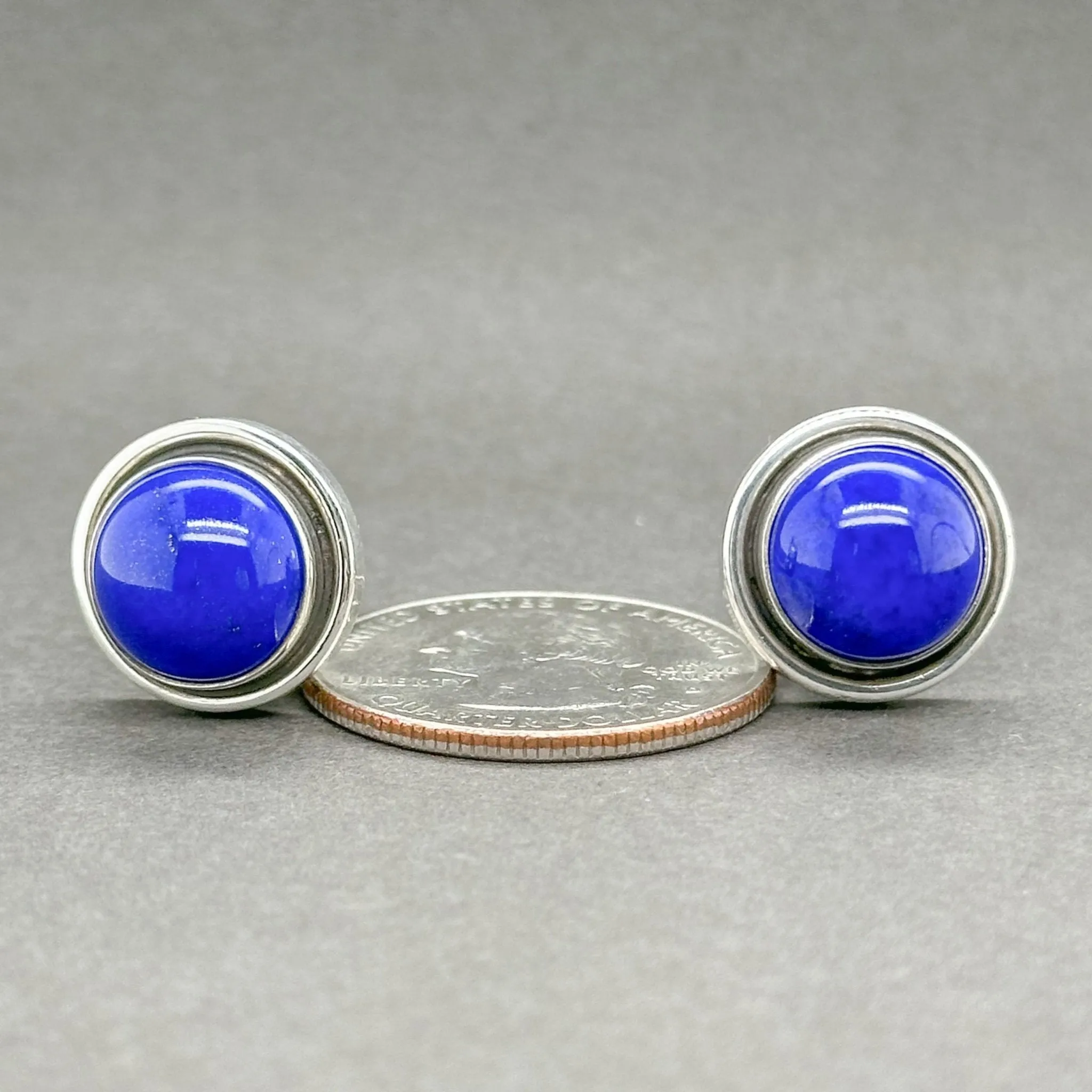 Estate Georg Jensen SS Lapis Lazuli Clip On Earrings