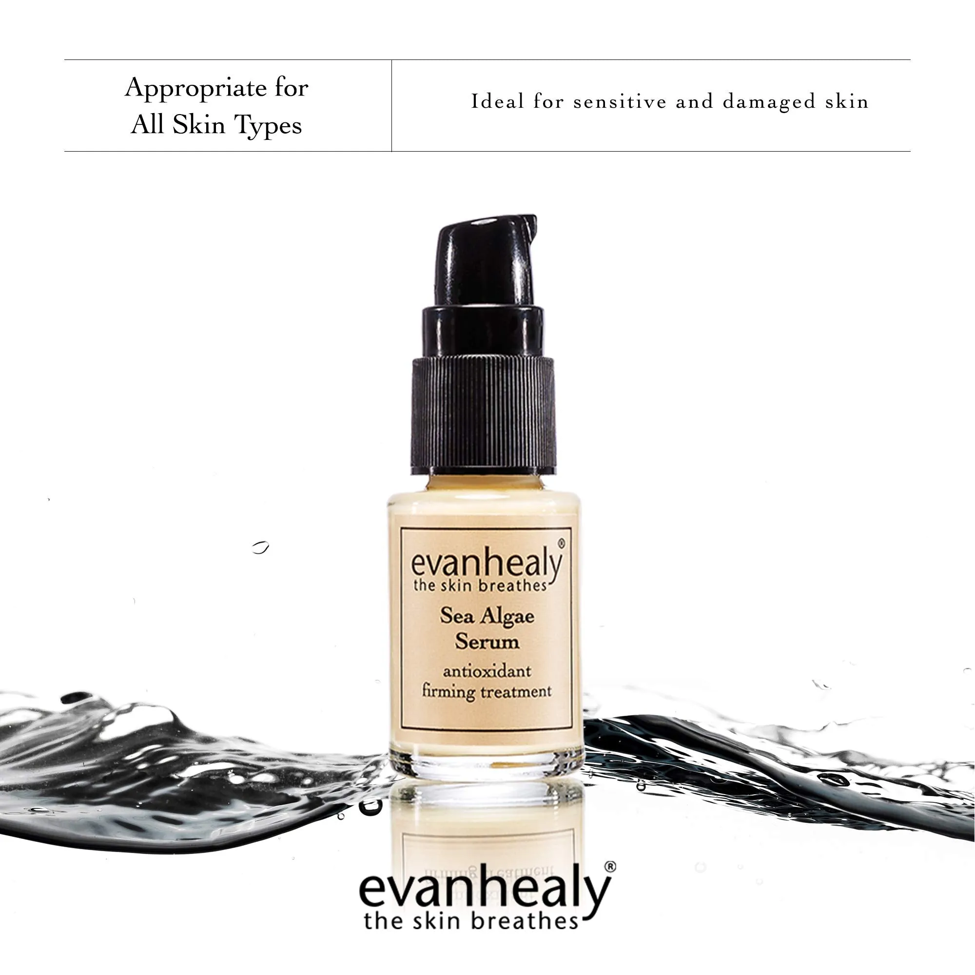 evanhealy Sea Algae Anti Wrinkle Serum for Sensitive Skin | Lightweight Firming Face Serum Anti Aging | Facial Serum with Hyaluronic Acid & Botanical Extracts