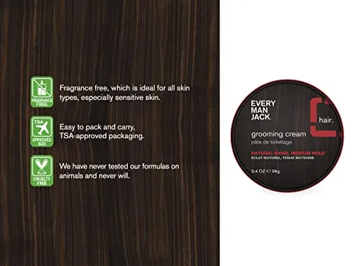 Every Man Jack Hair Styling Grooming Cream | Casual Hold For Most Hair Lengths, Naturally Derived, Cruelty-Free Mens Styling Cream | 3.4-ounce Twin Pack - 2 tins