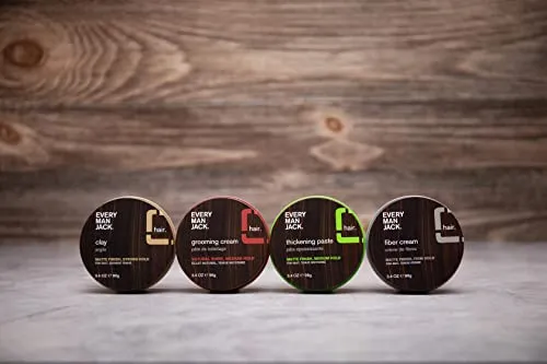 Every Man Jack Hair Styling Grooming Cream | Casual Hold For Most Hair Lengths, Naturally Derived, Cruelty-Free Mens Styling Cream | 3.4-ounce Twin Pack - 2 tins