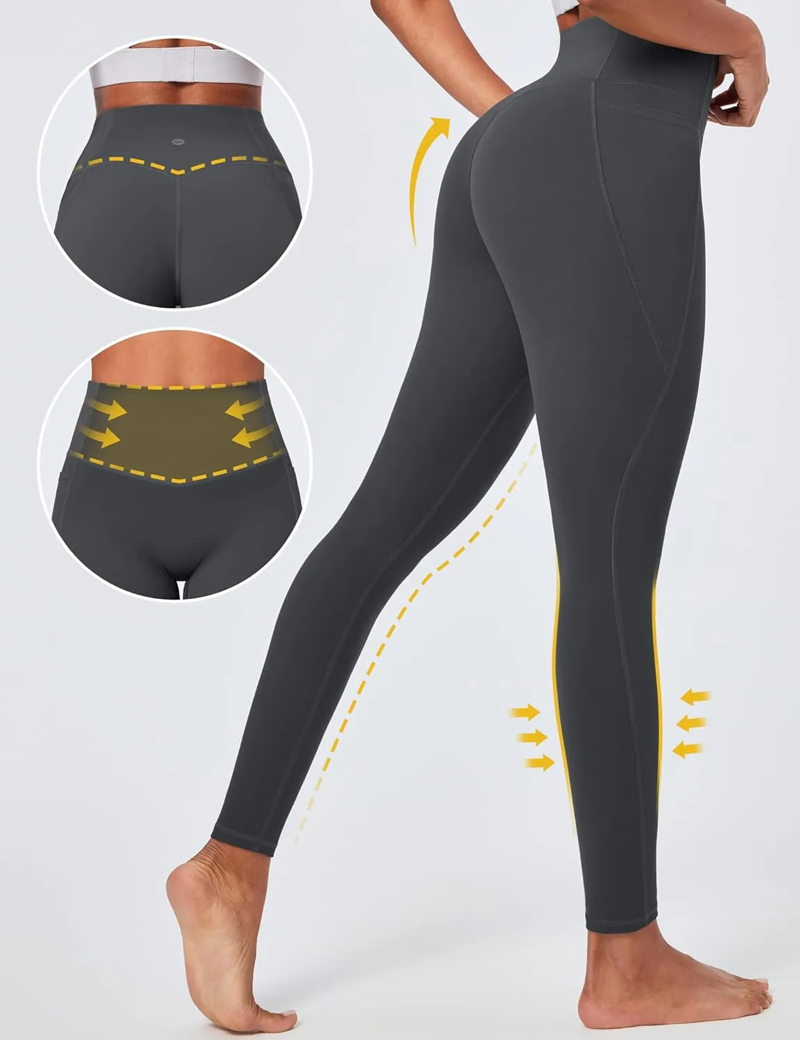 Ewedoos Compression Leggings with Pockets for Women Tummy Control Leggings No Front Seam Workout High Waisted Yoga Pants Gym
