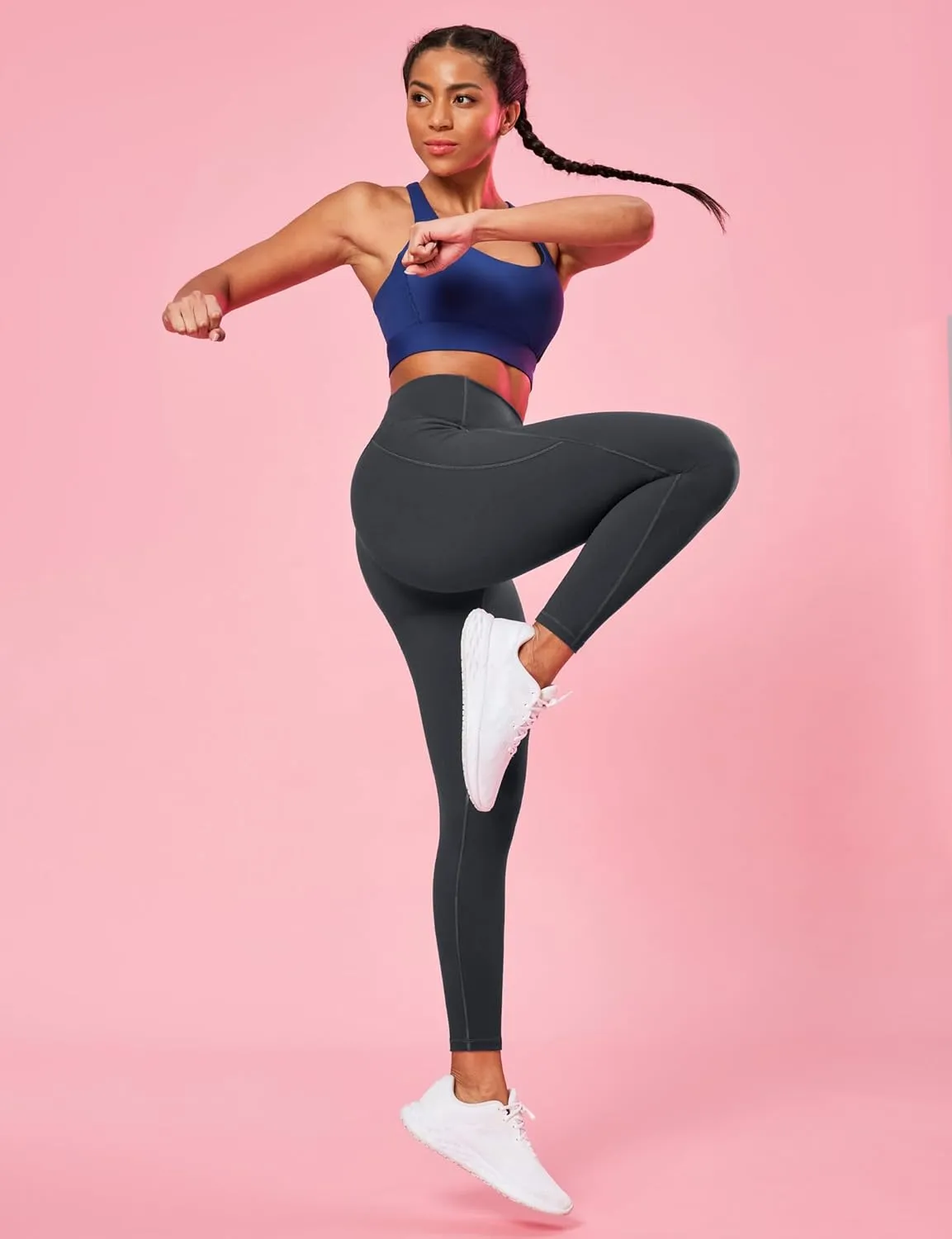 Ewedoos Compression Leggings with Pockets for Women Tummy Control Leggings No Front Seam Workout High Waisted Yoga Pants Gym