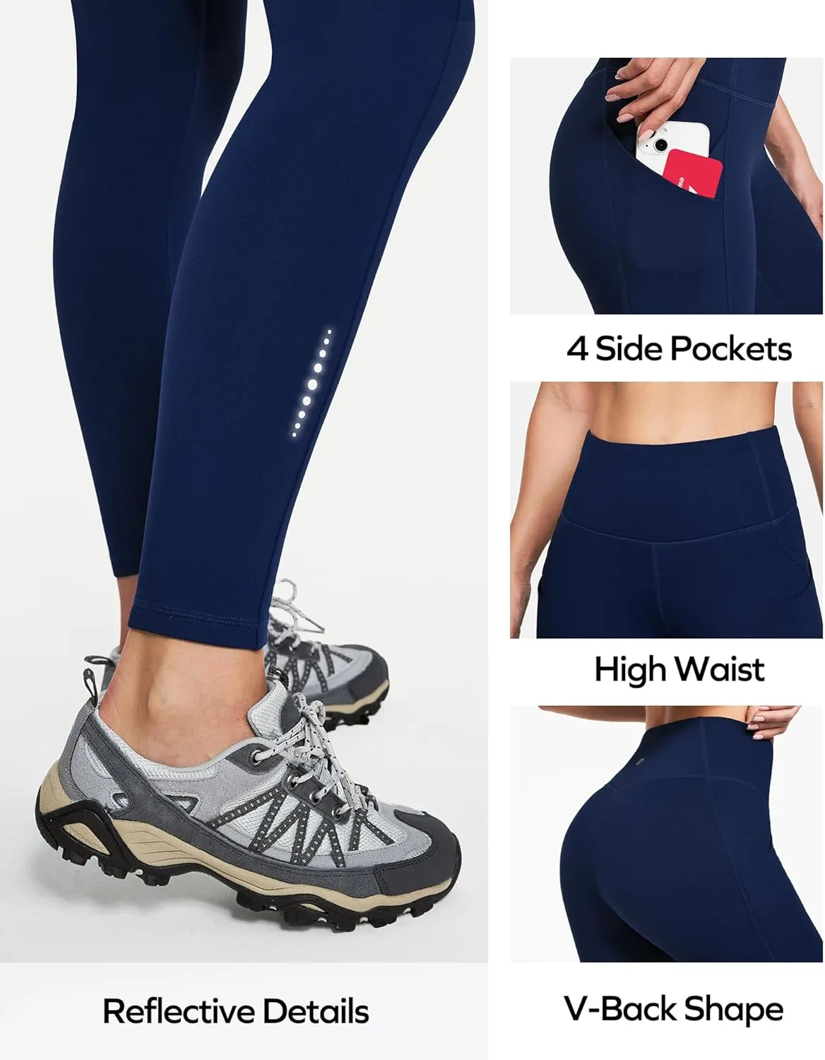 Ewedoos Womens Fleece Lined Leggings Water-Resistant Thermal Winter Fleece Leggings for Women with Pockets Ski Hiking