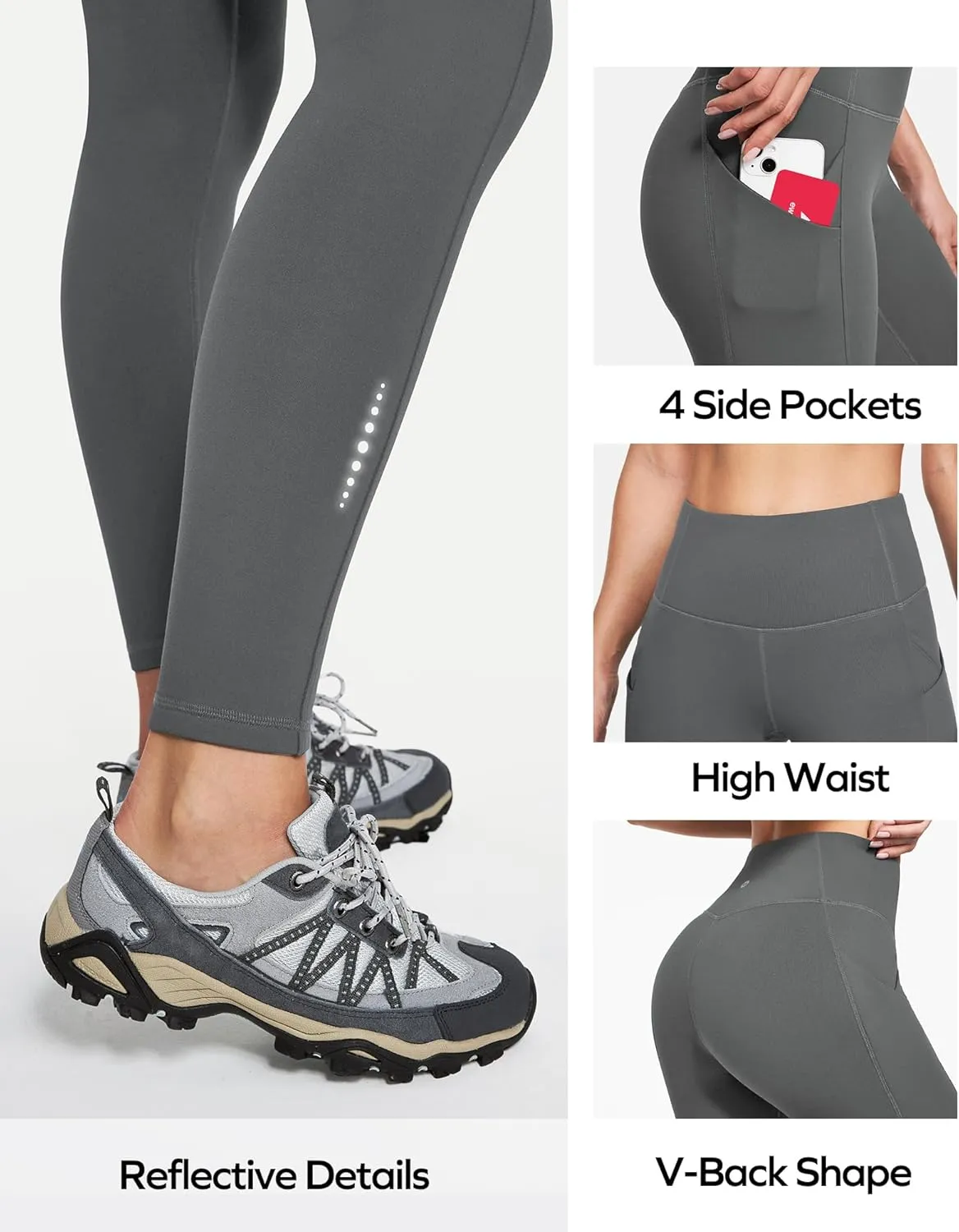 Ewedoos Womens Fleece Lined Leggings Water-Resistant Thermal Winter Fleece Leggings for Women with Pockets Ski Hiking