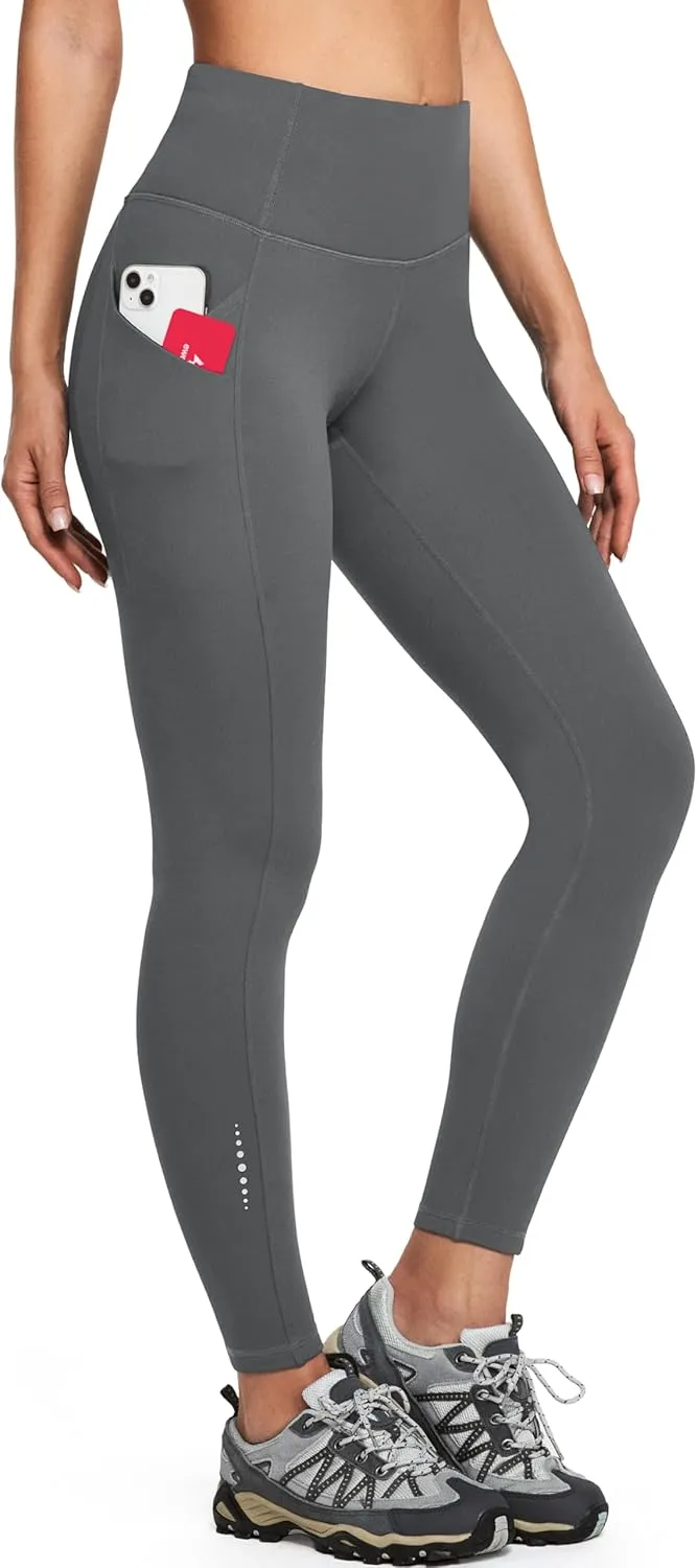 Ewedoos Womens Fleece Lined Leggings Water-Resistant Thermal Winter Fleece Leggings for Women with Pockets Ski Hiking