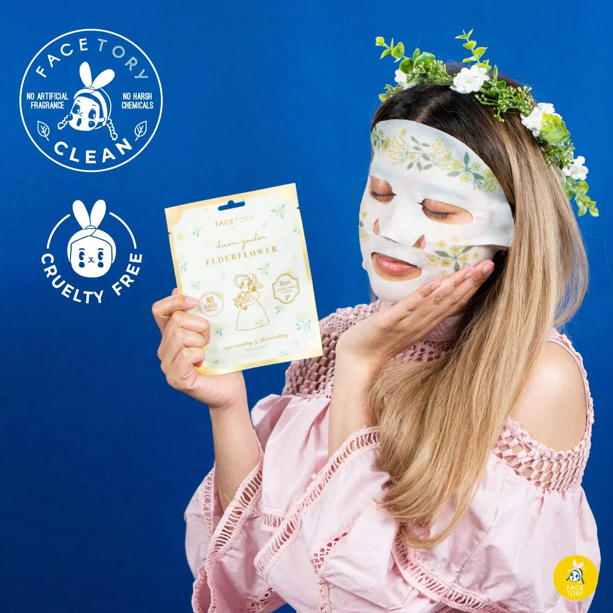 FaceTory Dream Garden Elderflower Mask (Pack of 10)- Rejuvenating and Illuminating Facial Sheet Mask