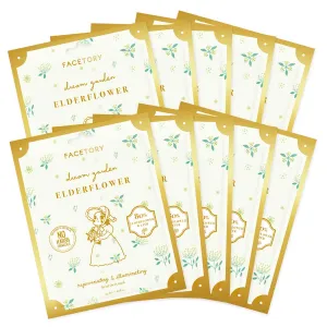 FaceTory Dream Garden Elderflower Mask (Pack of 10)- Rejuvenating and Illuminating Facial Sheet Mask