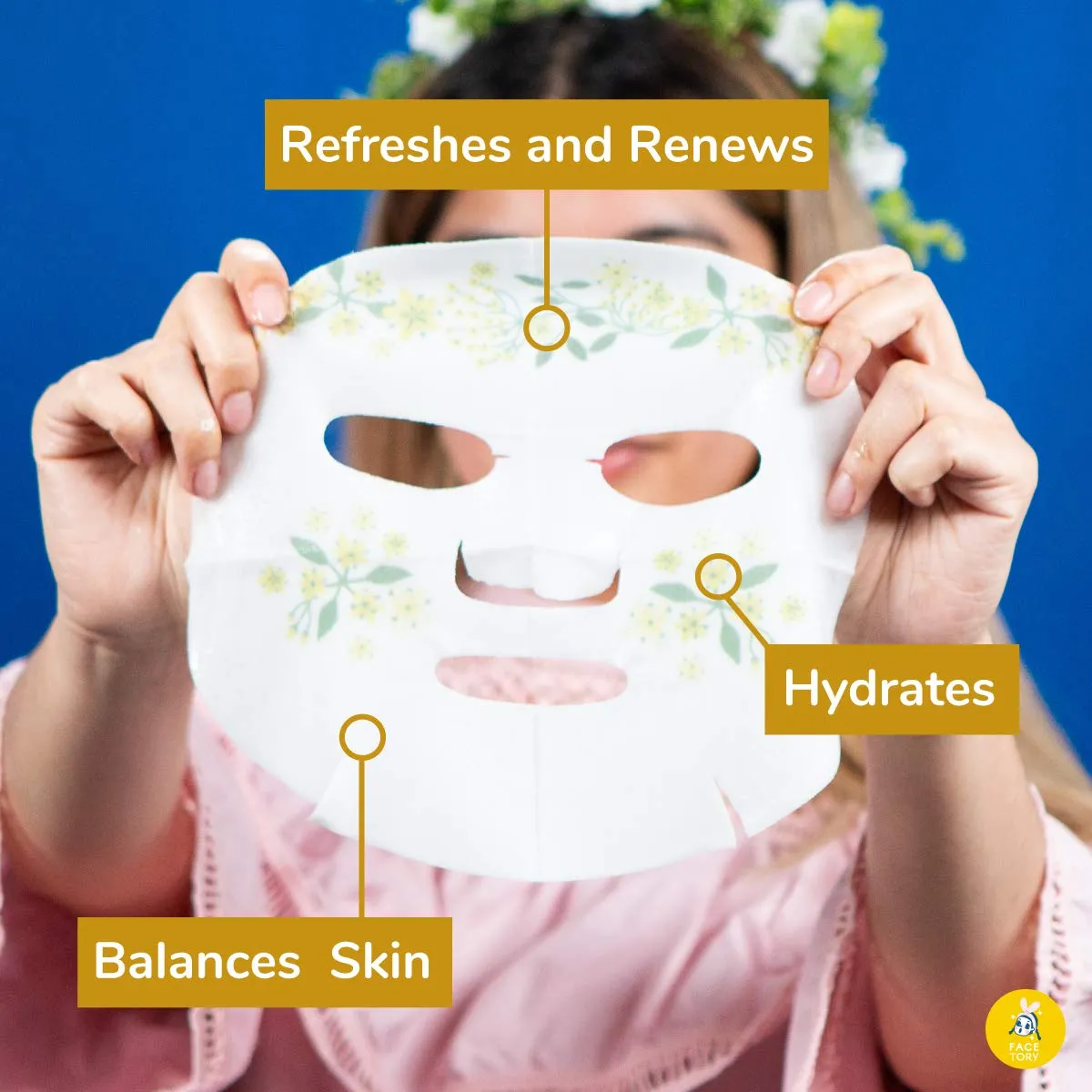 FaceTory Dream Garden Elderflower Mask (Pack of 10)- Rejuvenating and Illuminating Facial Sheet Mask