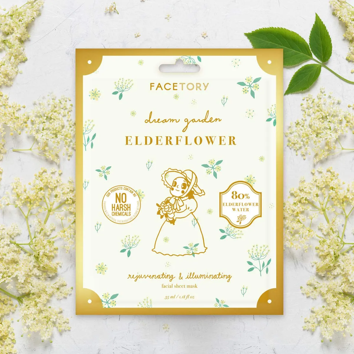 FaceTory Dream Garden Elderflower Mask (Pack of 10)- Rejuvenating and Illuminating Facial Sheet Mask