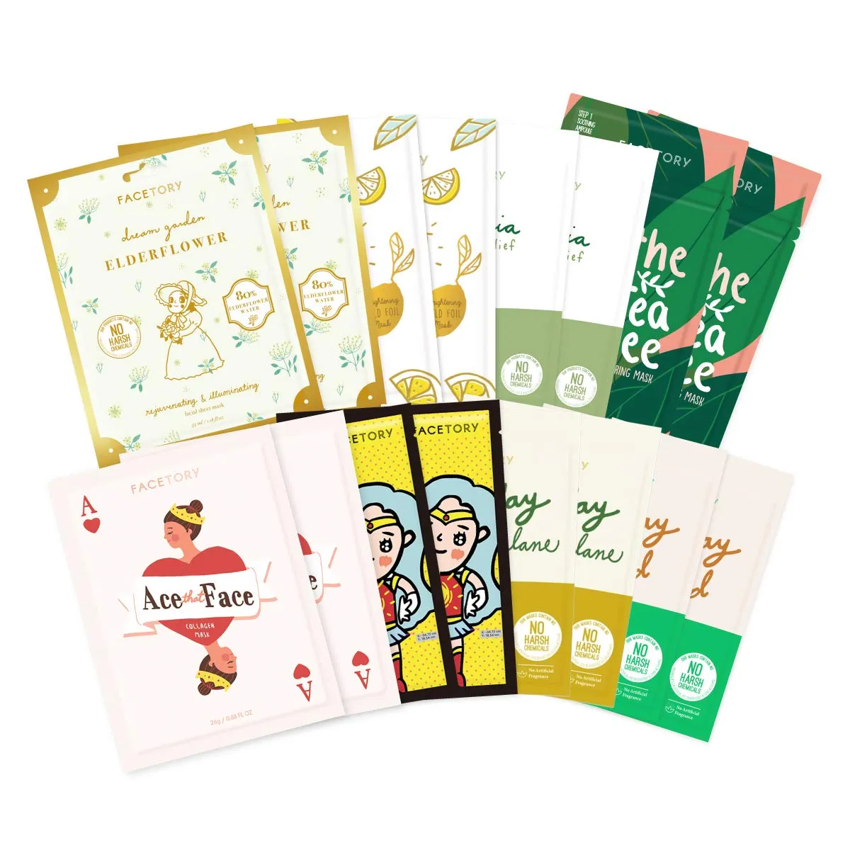 FaceTory Fall Basics Sheet Mask Bundle (16 Sheet Masks) Calming, Hydrating, Balancing, Moisturizing | For All Skin Types
