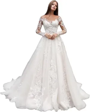 Fair Lady Wedding Dresses for Bride 2025 V Neck Beaded Straps Lace Appliques Bridal Gown for Women
