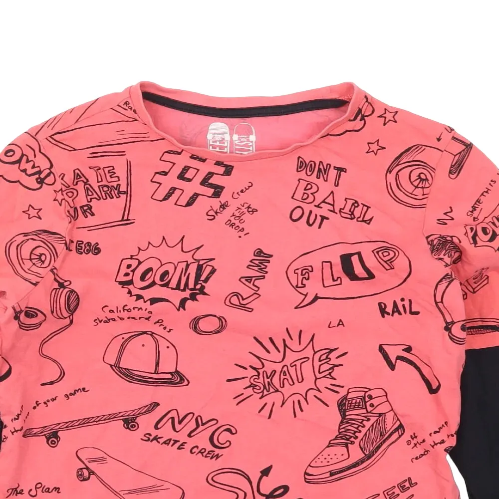 F&F Skate Style Print Red/ Black L/S Top - Boys 11-12yrs