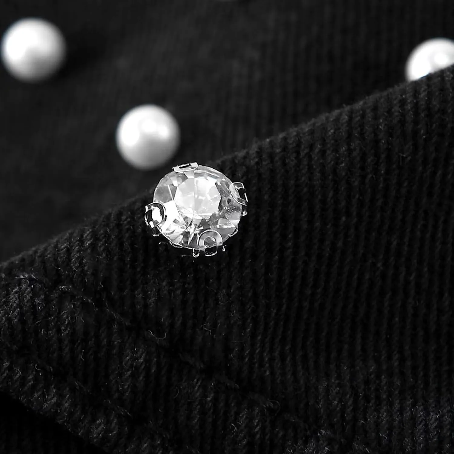 FantasyGears Women's Pearls Denim Jacket Rhinestones Jean Jackets Spring Clothes Crop Jean Jacket for Women