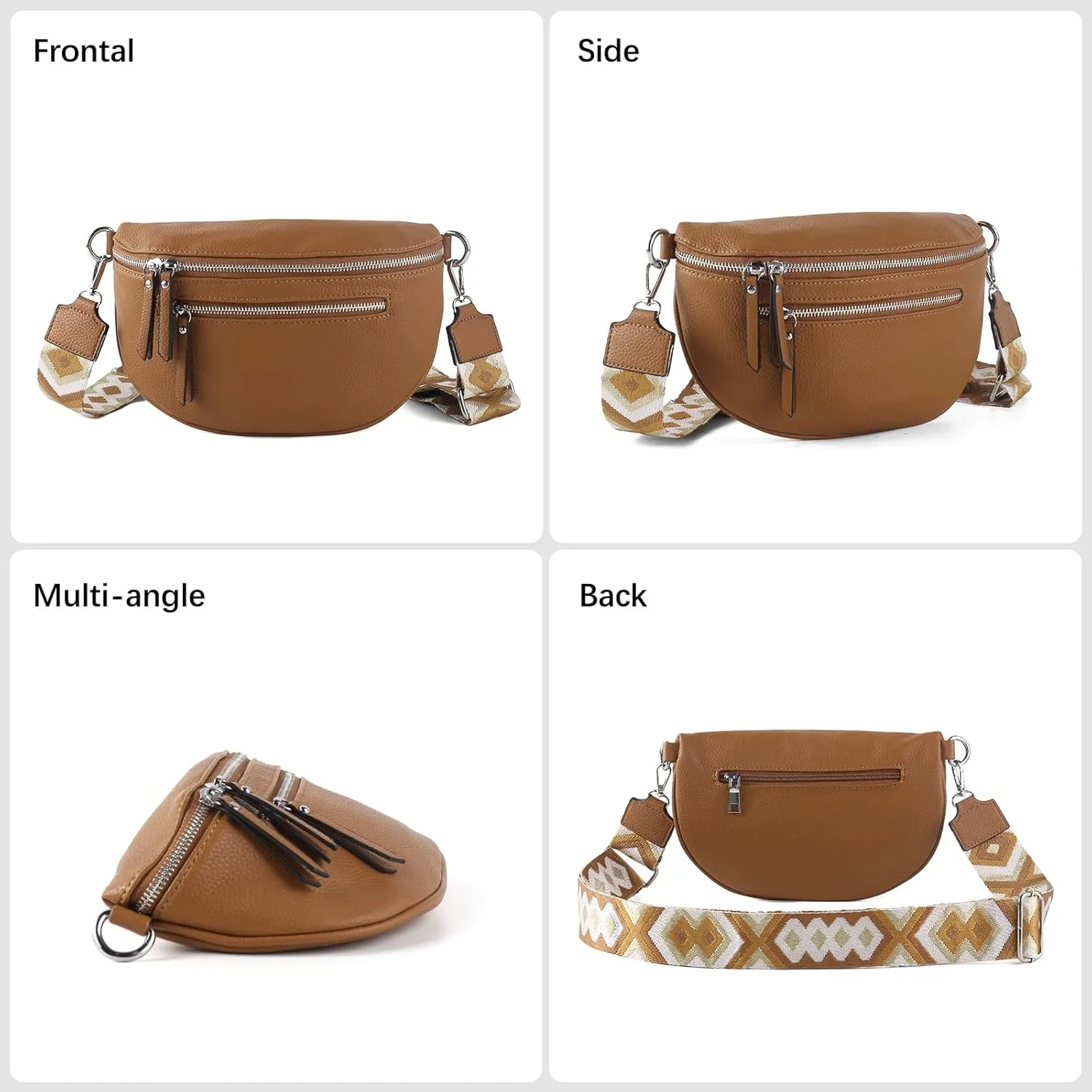 Fashion Leather Crossbody Small Sling Bags Fanny Pack Crossbody Bags Purses Gifts for Women Teen Girls Travel (Brown)