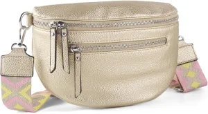Fashion Leather Crossbody Small Sling Bags Fanny Pack Crossbody Bags Purses Gifts for Women Teen Girls Travel (Gold)