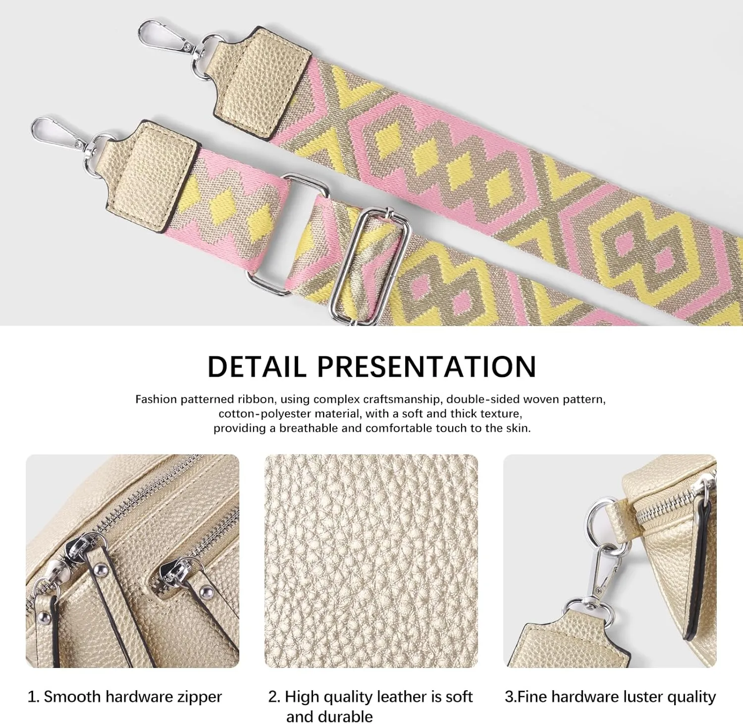 Fashion Leather Crossbody Small Sling Bags Fanny Pack Crossbody Bags Purses Gifts for Women Teen Girls Travel (Gold)