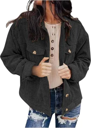 Febecool Coats For Women Casual Button Cardigan Casual Jacket Flannel Jacket Women Mid-length Pocket Coat Button Slim Jacket