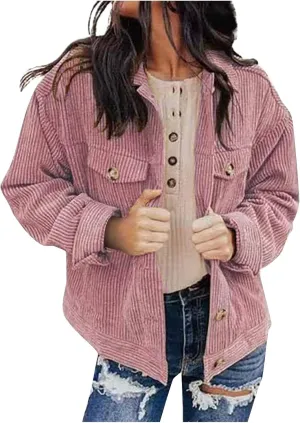 Febecool Coats For Women Casual Button Cardigan Casual Jacket Flannel Jacket Women Mid-length Pocket Coat Button Slim Jacket