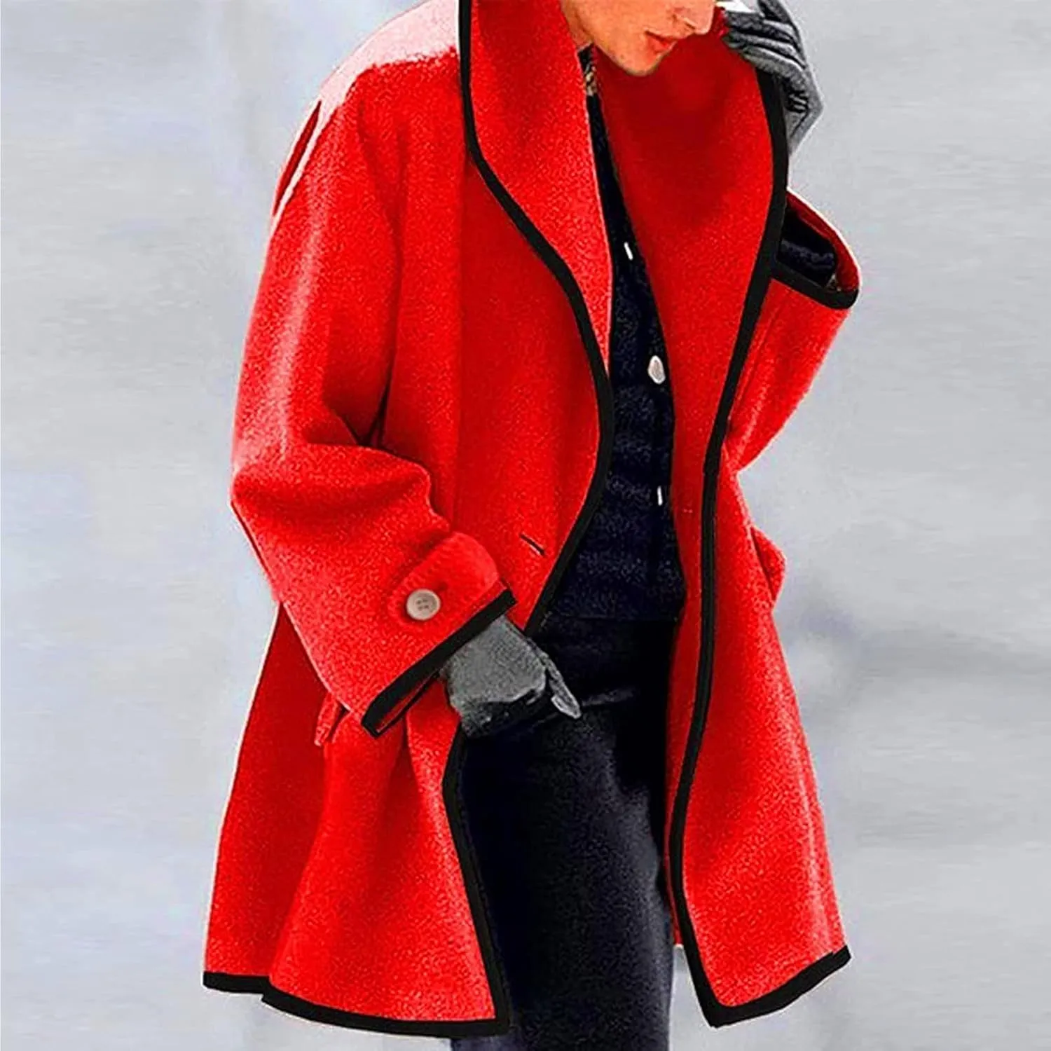 Febecool Trench Coats For Women Long Sleeve Button Cardigan Casual Jacket Heated Jackets Warm Blouse Coat Button Slim Jacket