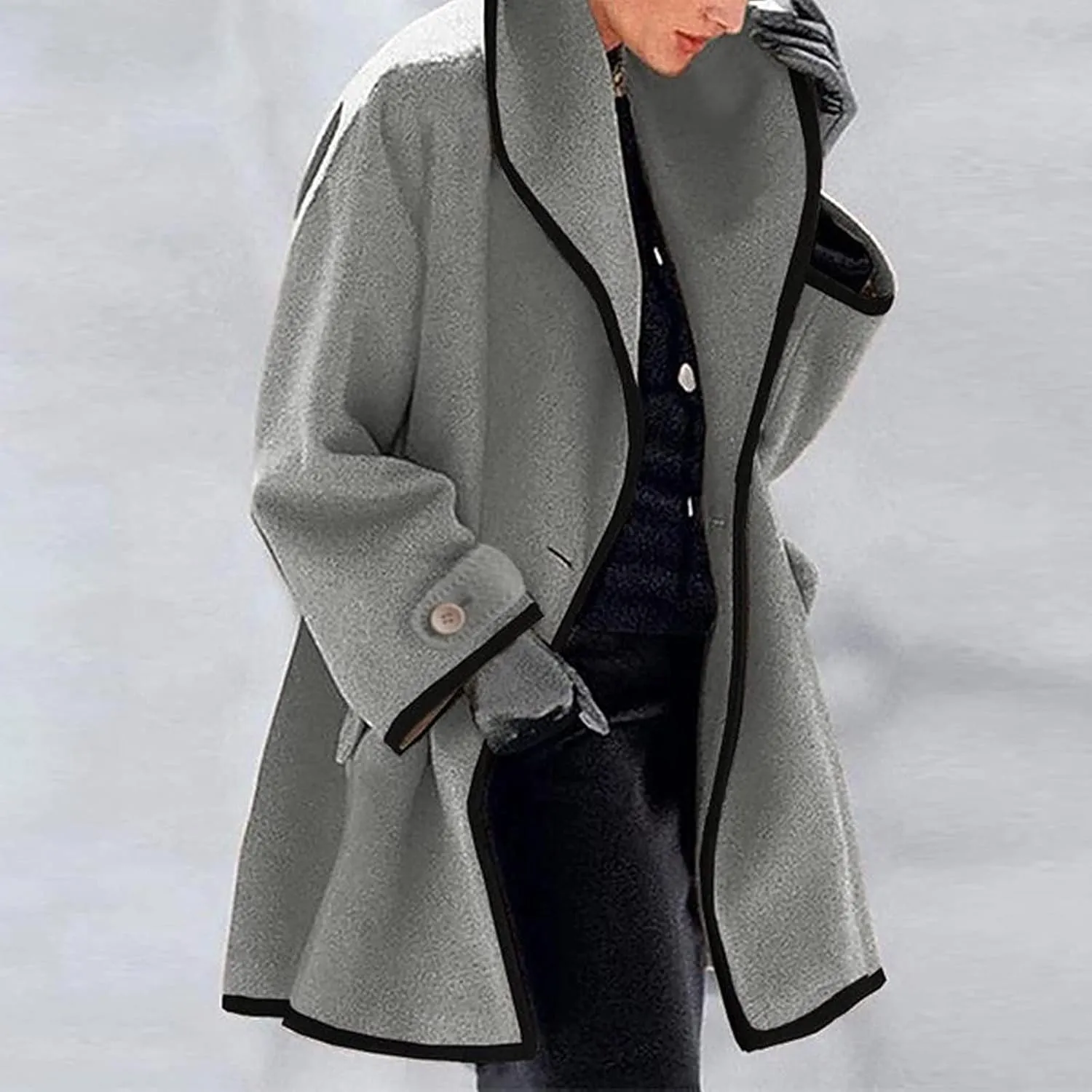 Febecool Trench Coats For Women Long Sleeve Button Cardigan Casual Jacket Heated Jackets Warm Blouse Coat Button Slim Jacket