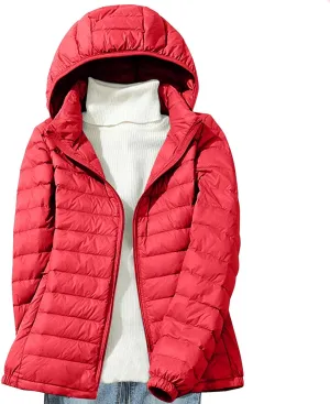 Firzero Winter Warm Women Down Jackets Plus Size Lightweight Packable Puffer Coats Trendy Hooded Coat Outwear Windbreaker