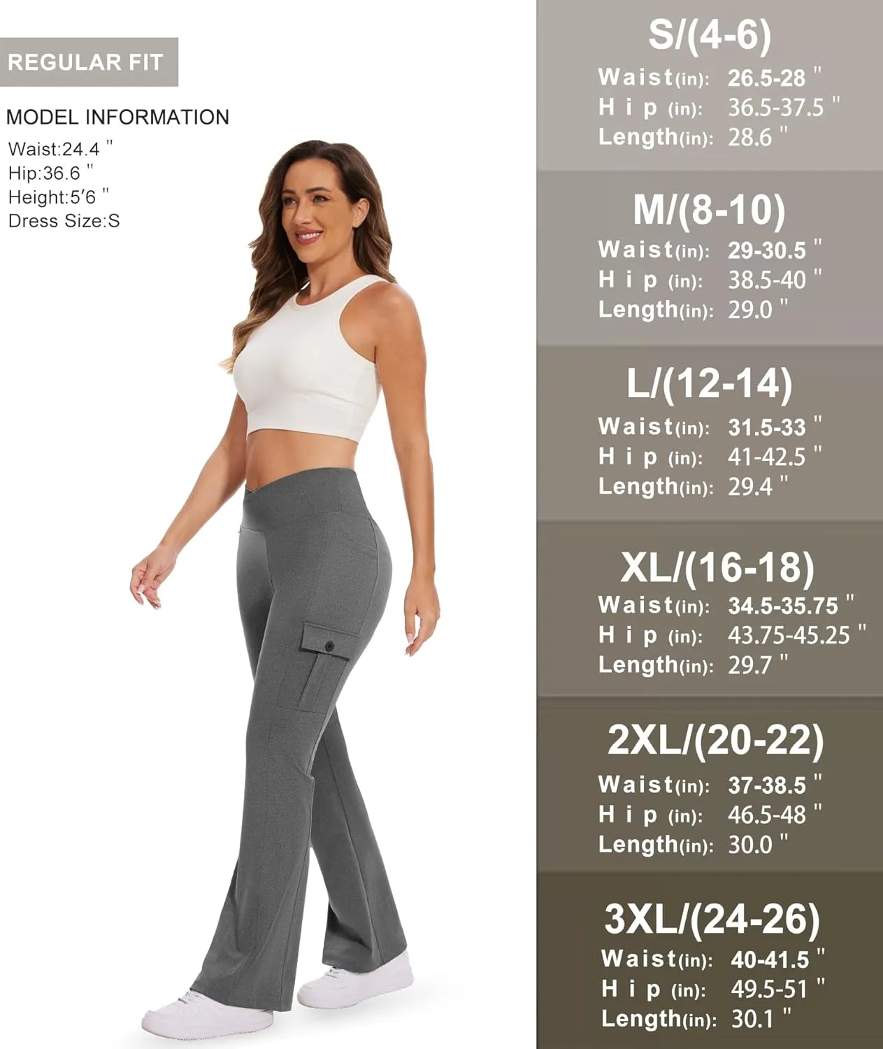 Flare Leggings for Women Yoga Crossover High Waist Pants with Tummy Control Workout Cargo with 5 Pockets Bootcut Leggings