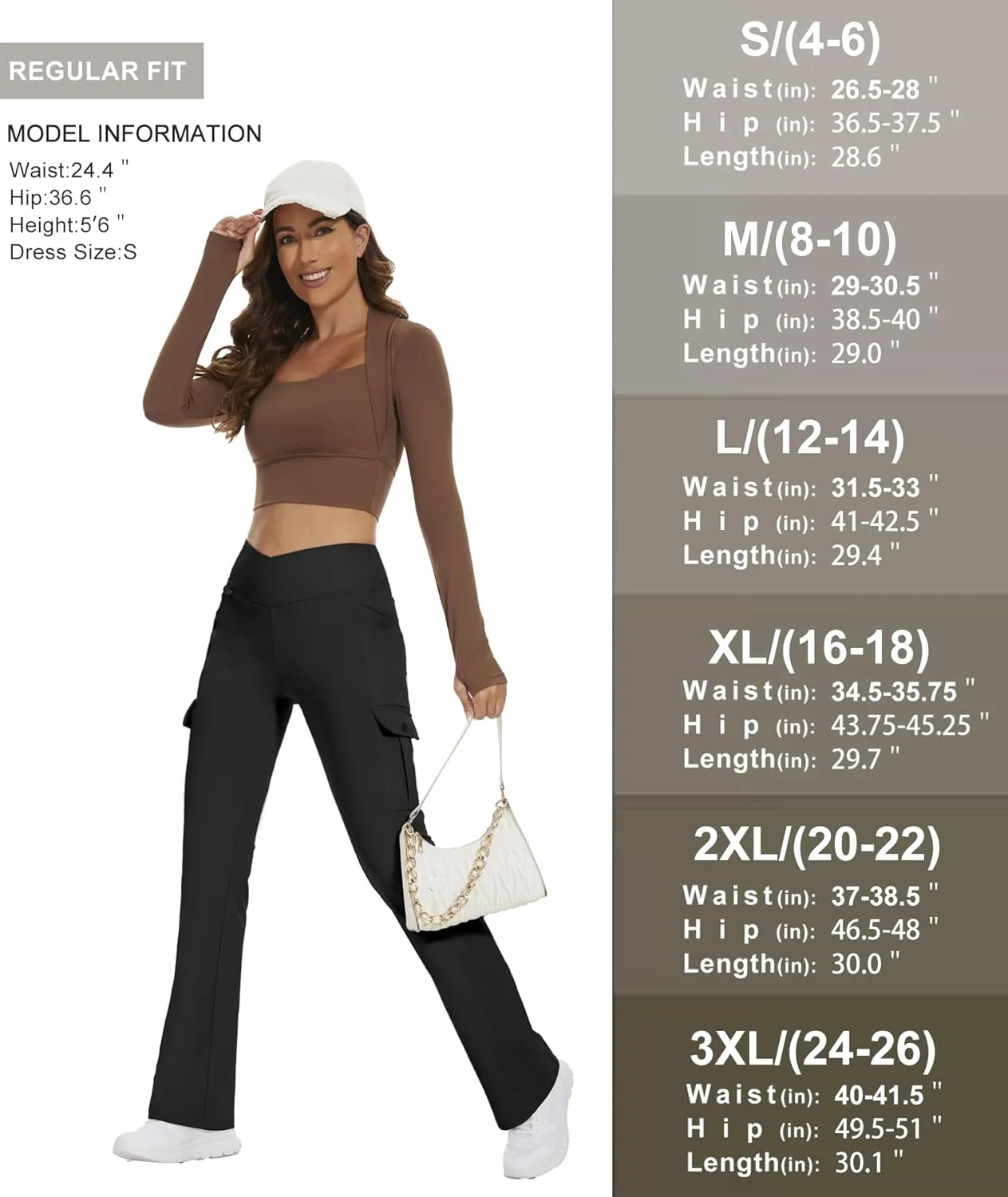 Flare Leggings for Women Yoga Crossover High Waist Pants with Tummy Control Workout Cargo with 5 Pockets Bootcut Leggings