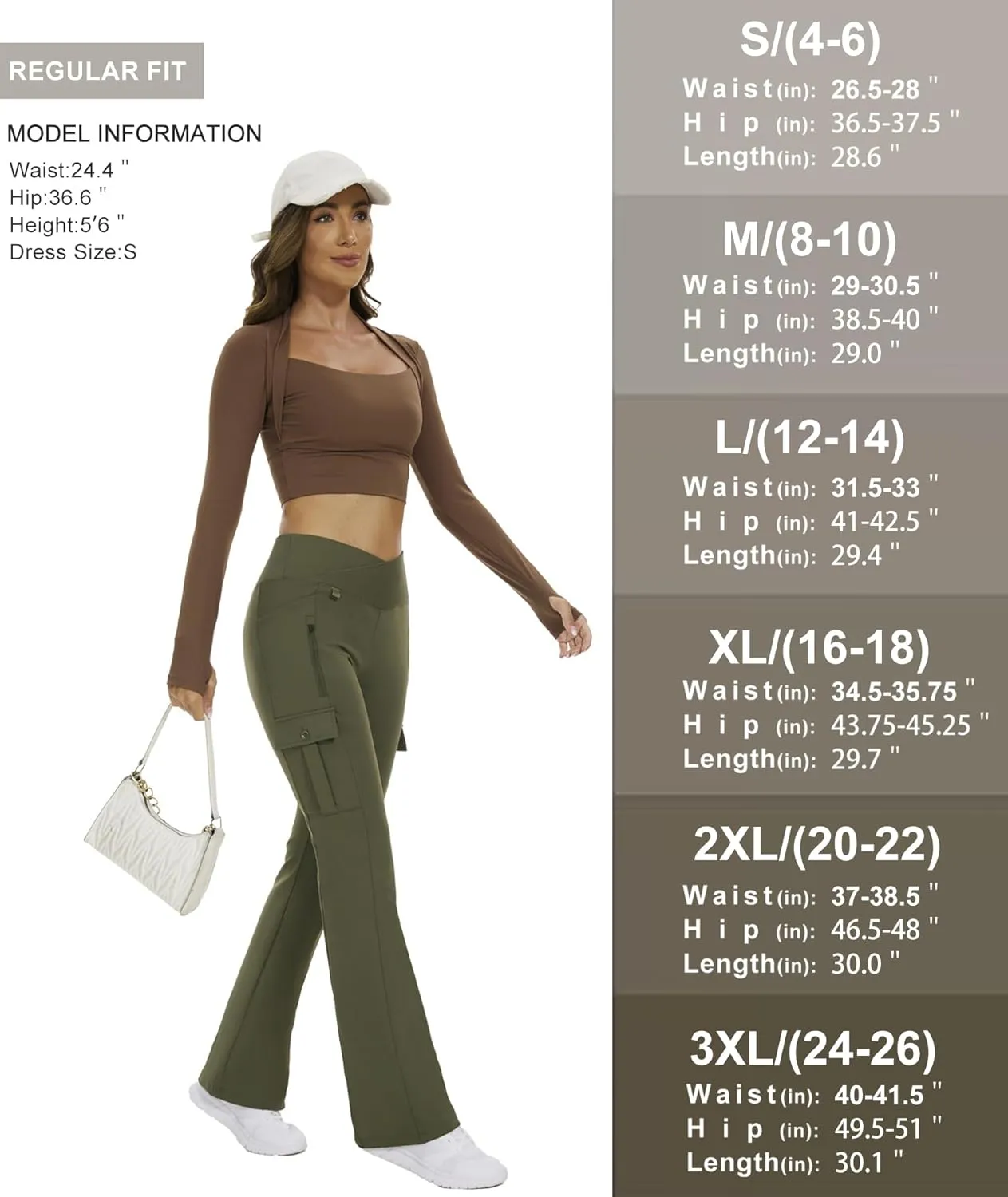 Flare Leggings for Women Yoga Crossover High Waist Pants with Tummy Control Workout Cargo with 5 Pockets Bootcut Leggings