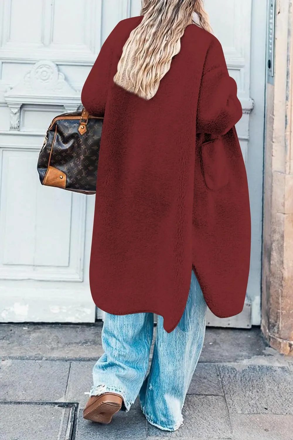 Fleece Coats Women Button Down Long Jackets Winter Flannel Trench Coats Dressy