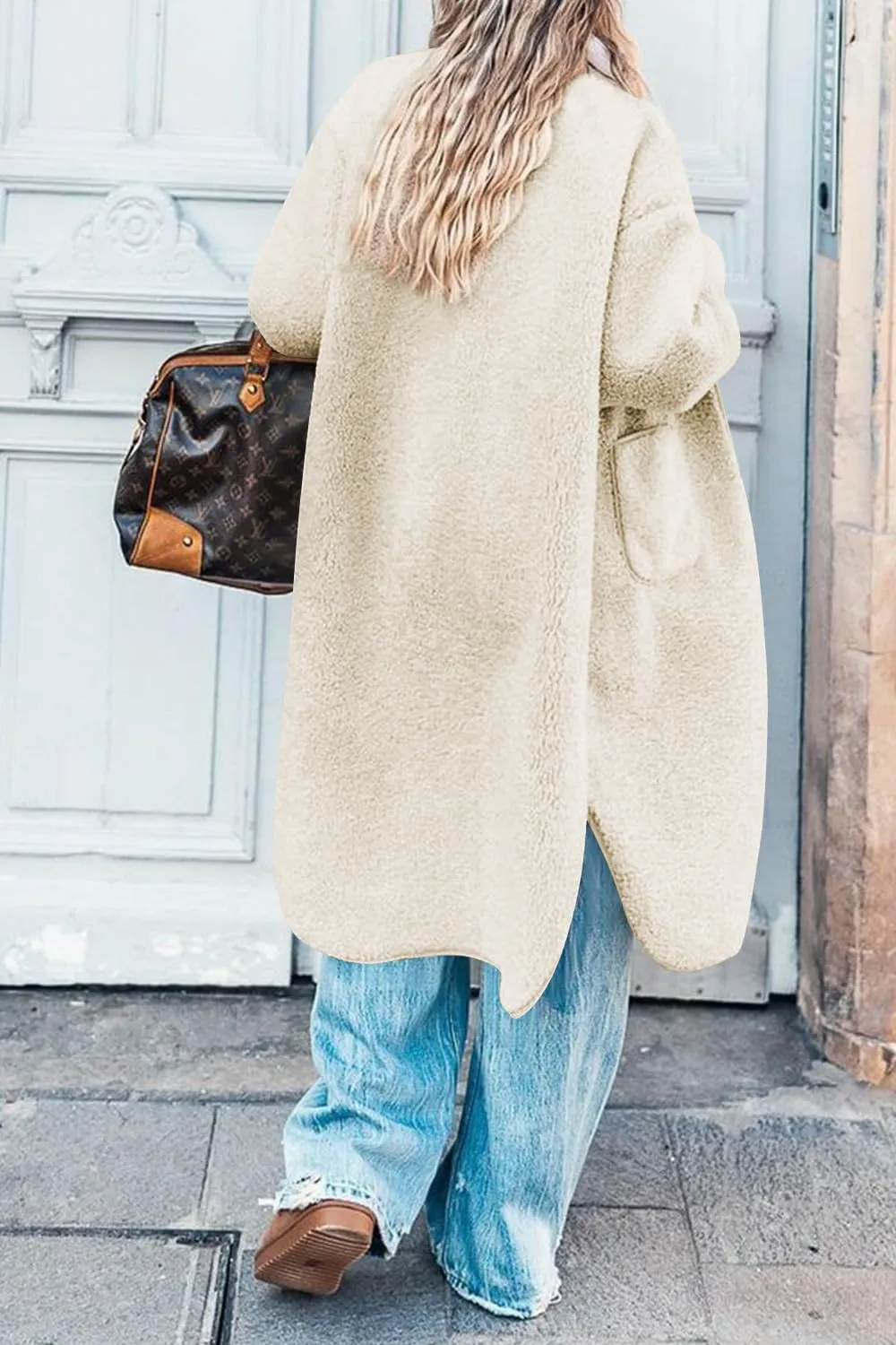 Fleece Coats Women Button Down Long Jackets Winter Flannel Trench Coats Dressy