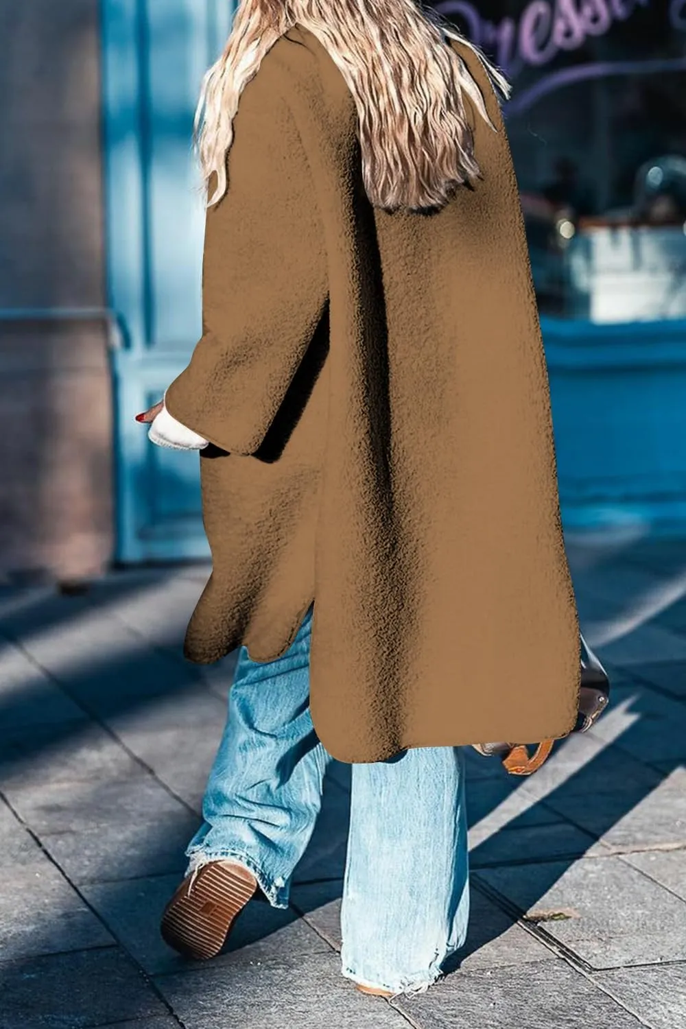 Fleece Coats Women Button Down Long Jackets Winter Flannel Trench Coats Dressy