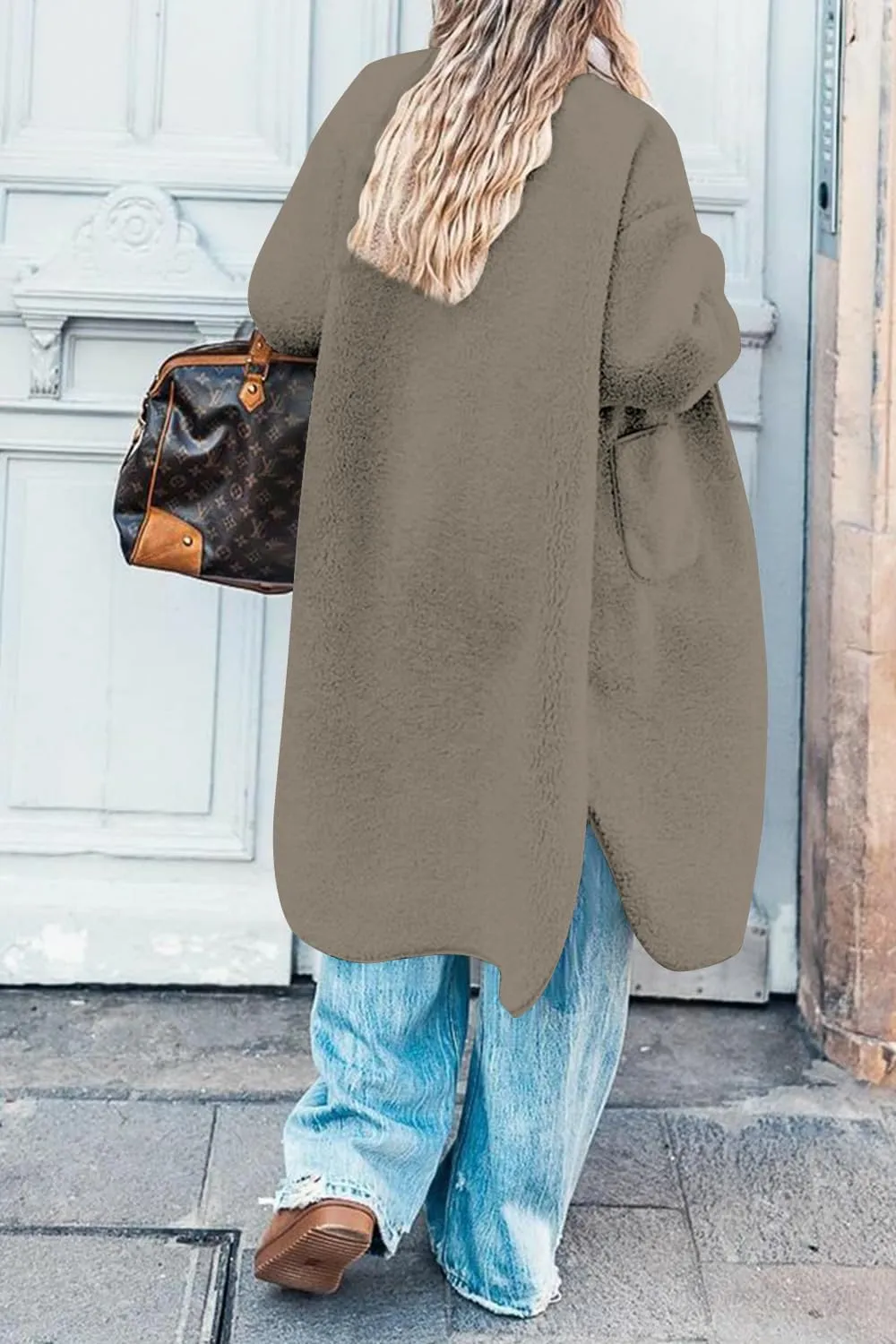 Fleece Coats Women Button Down Long Jackets Winter Flannel Trench Coats Dressy