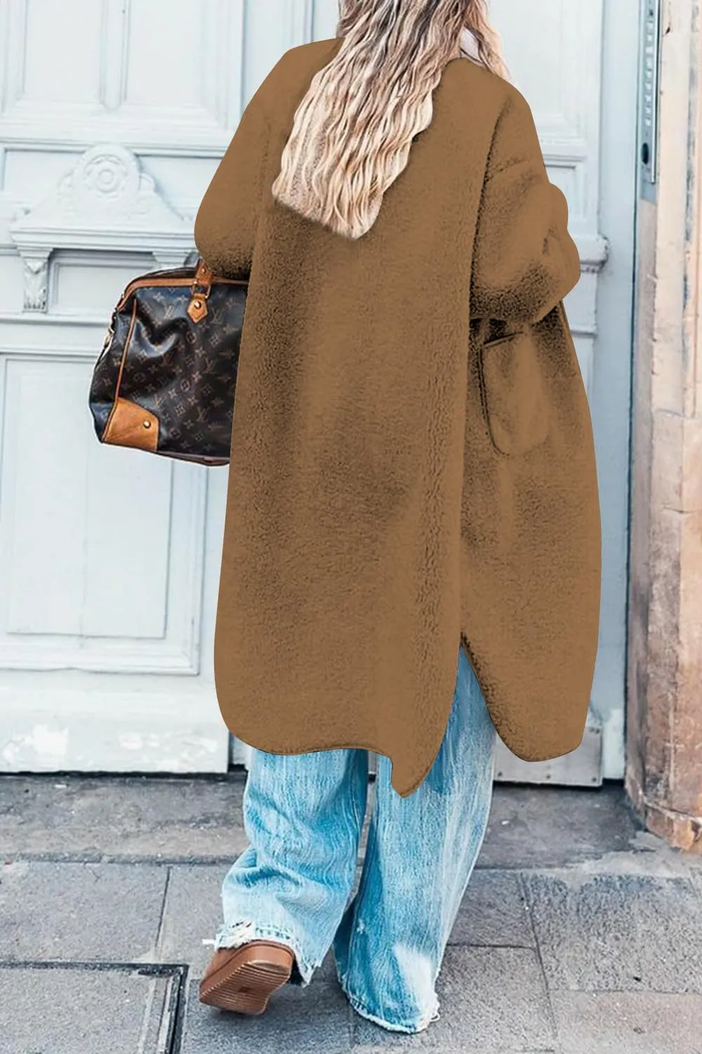 Fleece Coats Women Button Down Long Jackets Winter Flannel Trench Coats Dressy