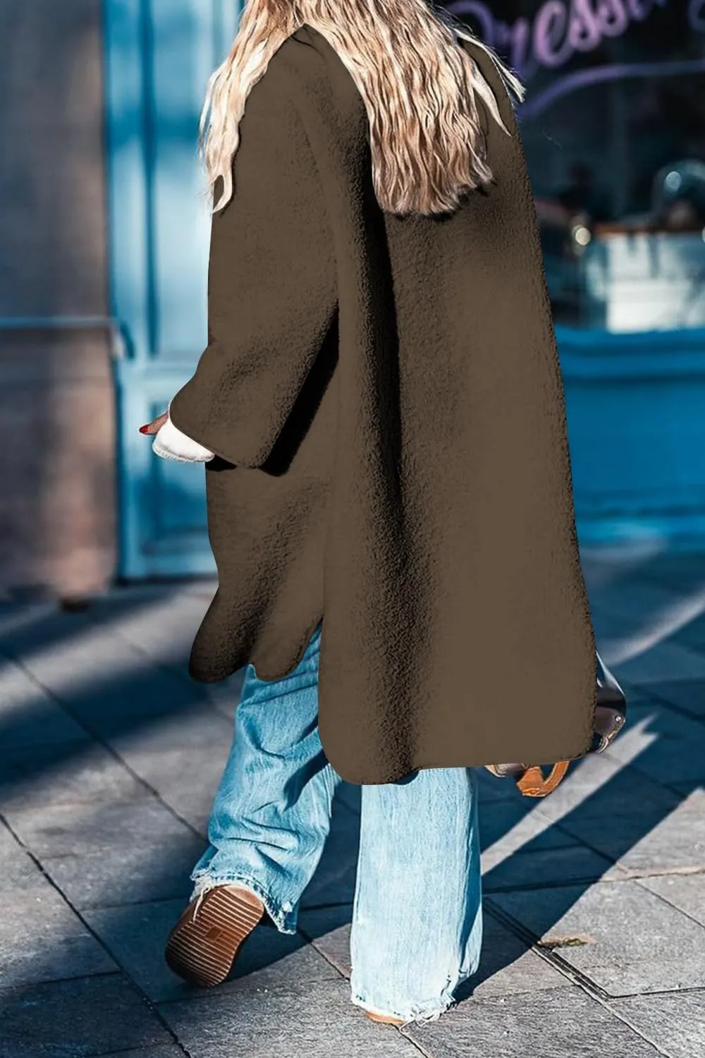 Fleece Coats Women Button Down Long Jackets Winter Flannel Trench Coats Dressy