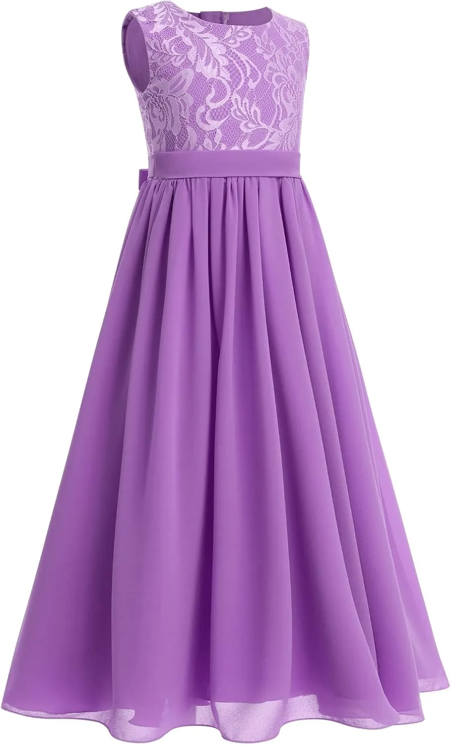 Flower Girl Dresses Junior Wedding Bridesmaid Prom Party Chiffon Floral Lace Flowy Maxi Princess Pageant Long Communion Gown