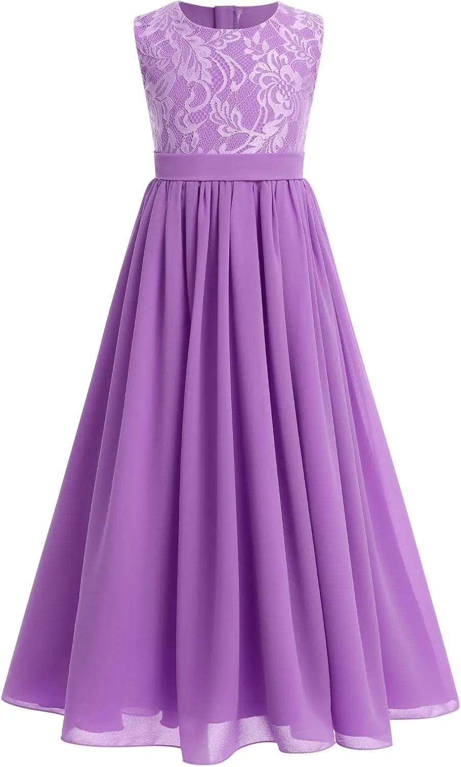 Flower Girl Dresses Junior Wedding Bridesmaid Prom Party Chiffon Floral Lace Flowy Maxi Princess Pageant Long Communion Gown