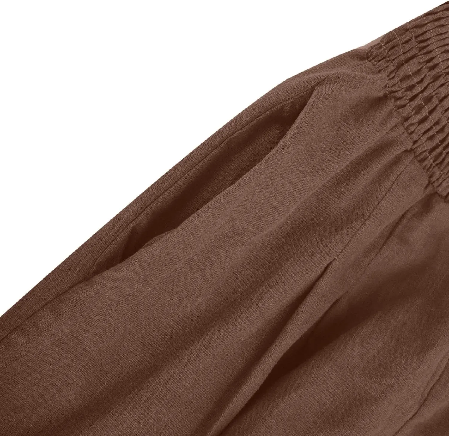 Flowy Linen Beach Pants for Women Wide Leg Pants Loose Baggy Slacks Summer Cotton High Waist Trouser with Pockets
